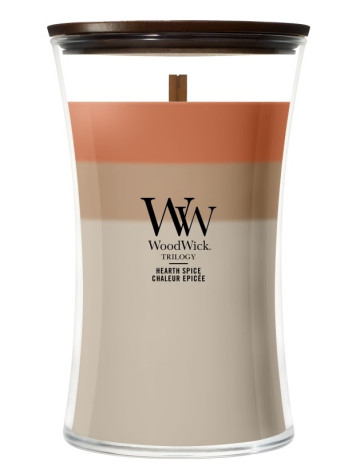 Vonná svíčka WoodWick Trilogy Heart Spice, velká svíčka 609g