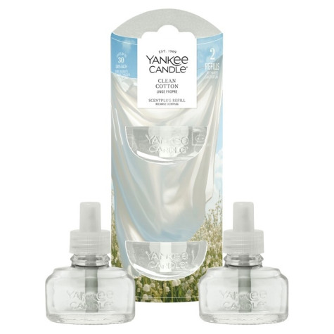 Yankee Candle CLEAN COTTON náplň pro vůni do elektrické zásuvky, 2x 18,5ml