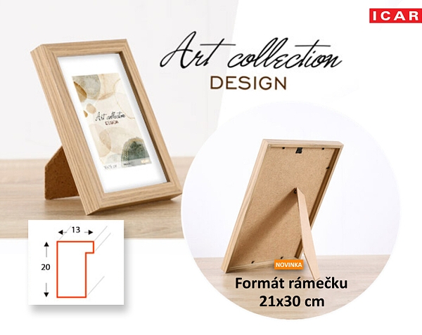detail Rámeček 21x30cm Icar Idea M01, sv.hnědé, výplň plastové sklo, MDF