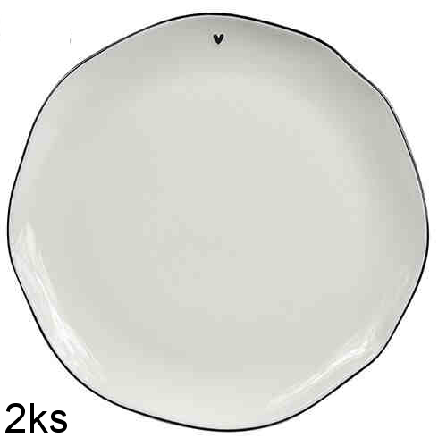 detail Bastion Collections 2x Talíř velký DINNER heart in black, 27 cm