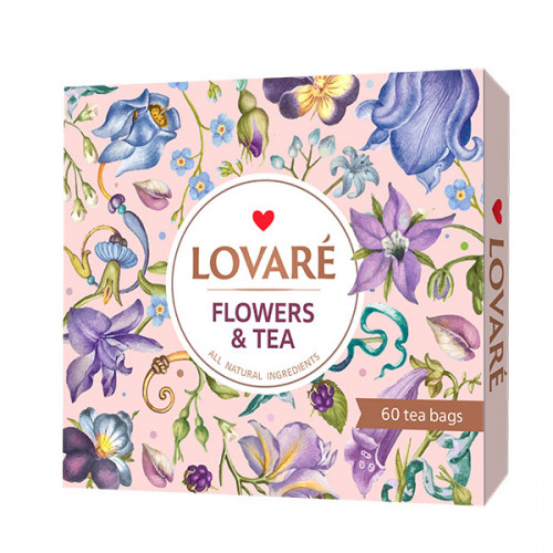 LOVARÉ 60 čajových sáčků - FLOWERS & TEA béžová dárková kolekce čajů