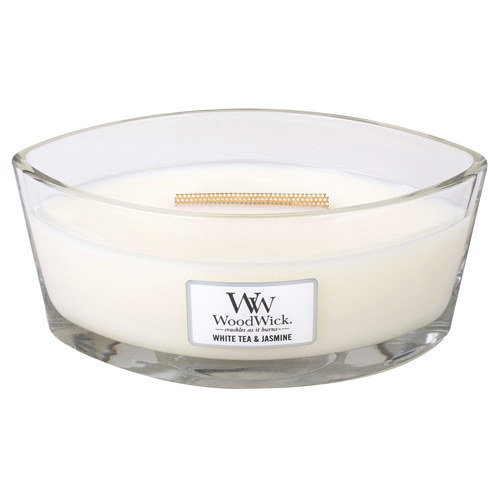 detail Vonná svíčka WoodWick WHITE TEA & JASMINE široký knot 453,6g