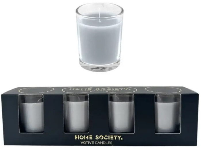 detail Home Society Collection Sada 4x votivní svíčka ve skle, Grey