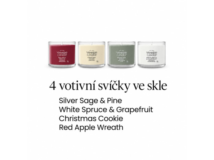 detail Yankee Candle Xmas 2026 Dárková sada 4x votivní svíčka ve skle, 4x 37g