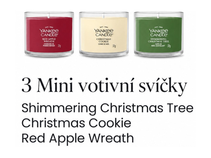 detail Yankee Candle Xmas 2026 Dárková sada, 3x votivní svíčka ve skle