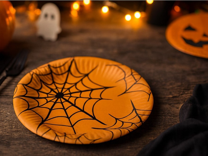 detail Párty talířky Halloween pavučina 23 cm - 8 ks