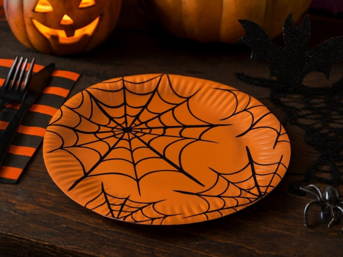 detail Párty talířky Halloween pavučina 23 cm - 8 ks