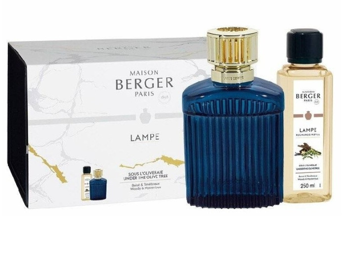 detail Maison Berger ALPHA modrá katal.lampa + náplň Pod olivovníky 250ml
