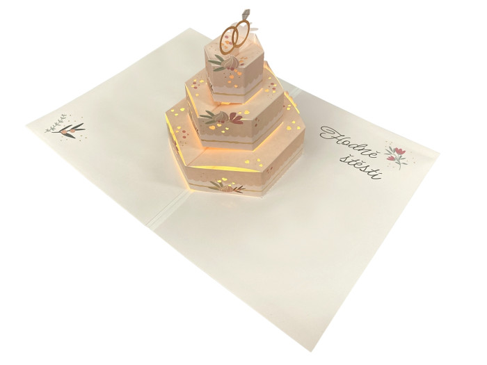 detail Albi Přání s efekty K VAŠÍ SVATBĚ (3D svítící svatební dort)