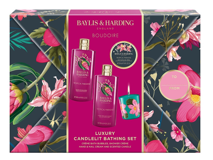 detail Baylis&Harding Tropical Paradise, dárkový set se svíčkou, 4dílná