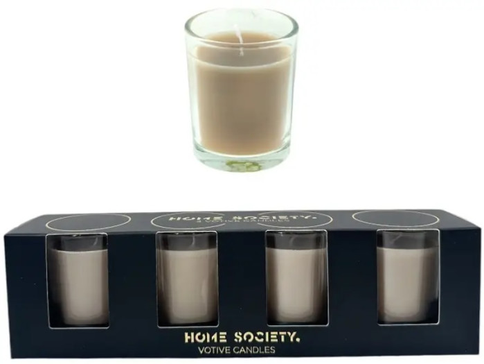 detail Home Society Collection Sada 4x votivní svíčka ve skle, Brown