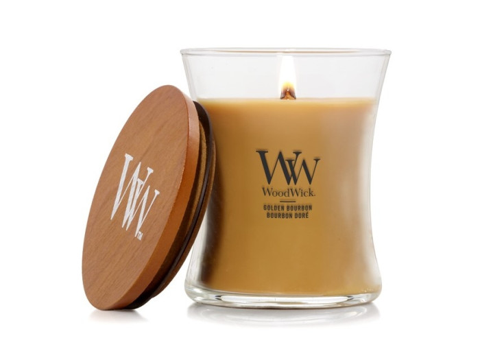detail Vonná svíčka WoodWick GOLDEN BOURBON, střední 275g