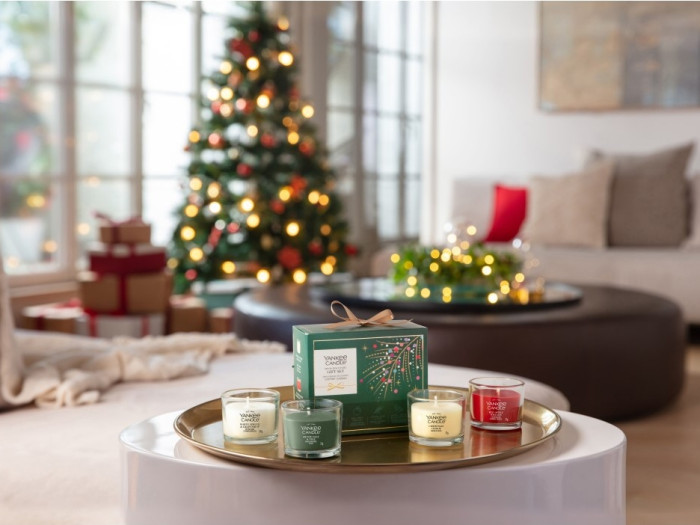 detail Yankee Candle Xmas 2026 Dárková sada 4x votivní svíčka ve skle, 4x 37g