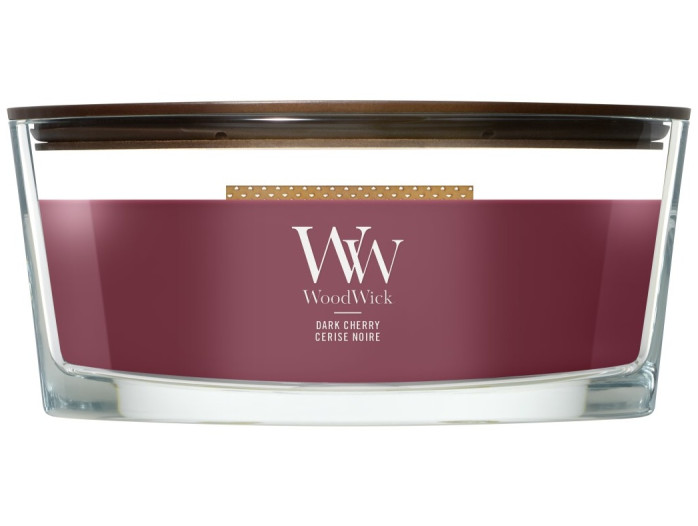detail Vonná svíčka WoodWick Dark Cherry, široký knot 453 g