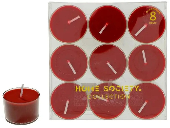 detail Home Society Collection Čajové svíčky 8 hodinové - Red, 9ks