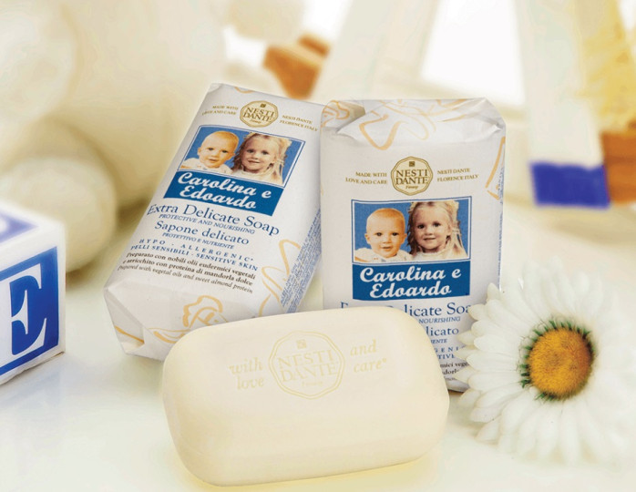 detail Nesti Dante Baby Carolina e Edoardo, tuhé mýdlo 250g
