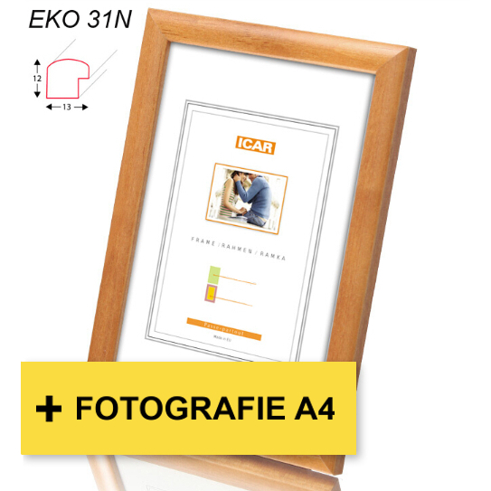 detail Rám dřevěný Icar EKO 31N 21x30cm světle hnědý + fotografie A4