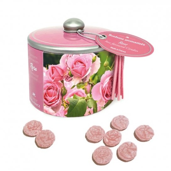 detail Esprit Provence Bonbónky v plechovce s příchutí růží, 85g