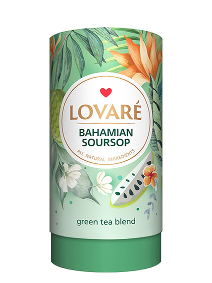 detail LOVARÉ Tubus 80 g BAHAMIAN SOURSOP, sypaný zelený čaj s příchutí