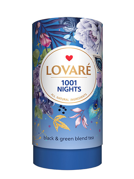 detail LOVARÉ Tubus 80 g 1001 NIGHTS, sypaný zelený a černý čaj