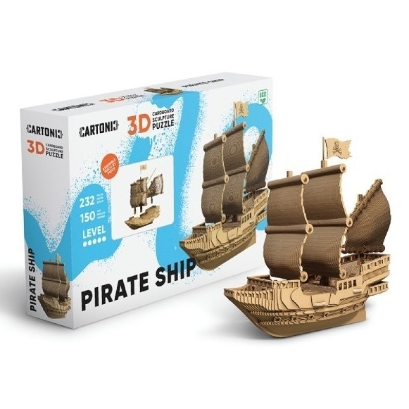 detail Cartonic 3D PUZZLE - Pirátská loď PIRATE SHIP, 232 dílků, LEVEL5