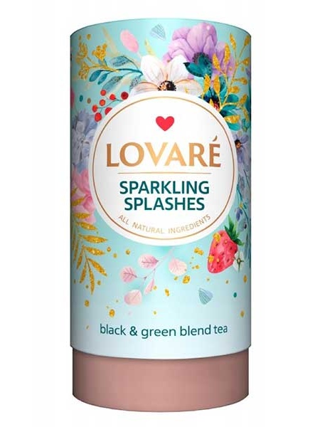 detail LOVARÉ Tubus 80 g SPARKLING SPLASHES, sypaný černý a zelený čaj