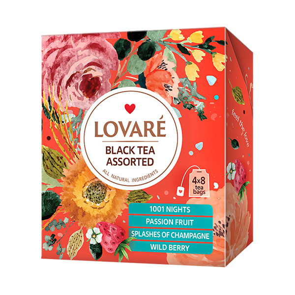 detail LOVARÉ 4x 8 čajových sáčků BLACK TEA ASSORTED, kolekce černých čajů