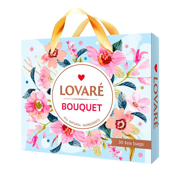 detail LOVARÉ 30 čajových sáčků - BOUQUET, modrá dárková kolekce v šesti příchutích