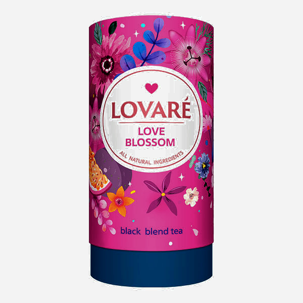 detail LOVARÉ Tubus 80 g LOVE BLOSSOM, černý ochucený sypaný čaj