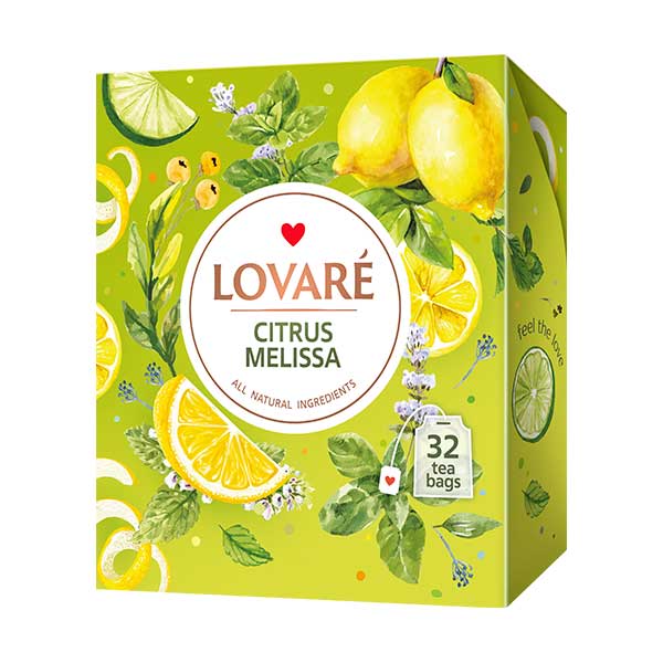 detail LOVARÉ 32 čajových sáčků CITRUS MELISSA, zelený mix