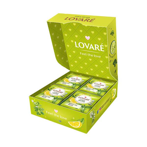detail LOVARÉ 32 čajových sáčků CITRUS MELISSA, zelený mix