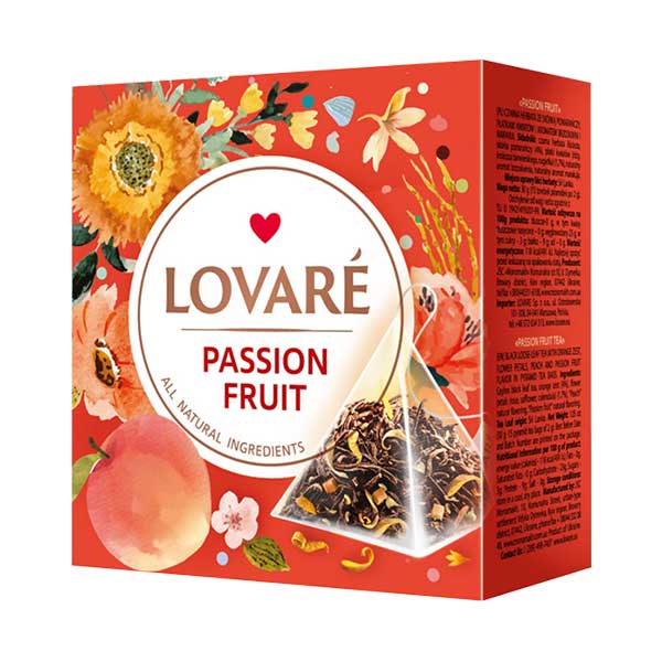 detail LOVARÉ 15 pyramidek PASSION FRUIT, černý čaj