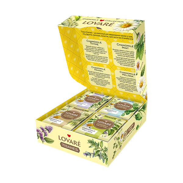 detail LOVARÉ 4x 8 čajových sáčků CHAMOMILE COLLECTION, kolekce heřmánkových čajů