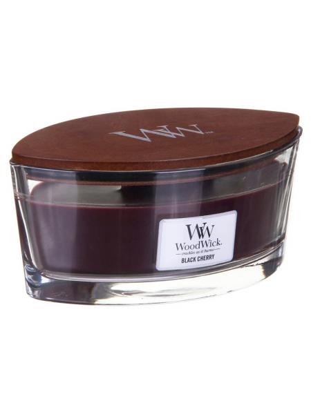 detail Vonná svíčka WoodWick BLACK CHERRY široký knot 453,6g