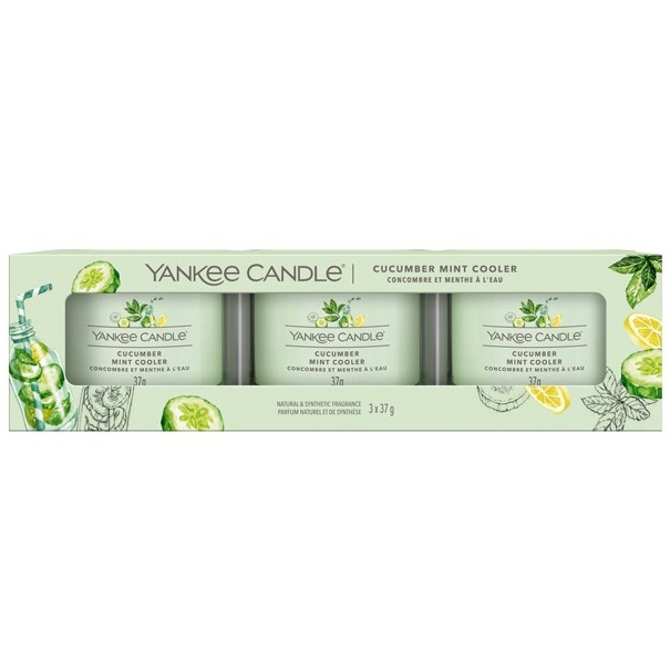 detail Yankee Candle 3x votiv ve skle CUCUMBER MINT COOLER, 3x 37 g