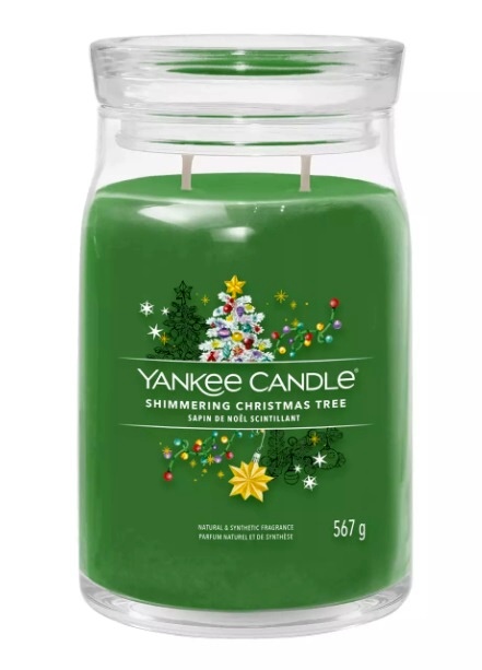 detail Yankee Candle Shimmering Christmas, signature velká svíčka 567 g