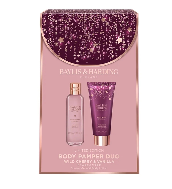 detail Baylis&Harding Wild Cherry & Vanilla - duo péče o tělo, 2 ks
