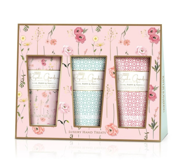 detail Baylis&Harding Rose, Poppy & Vanilla Sada péče o ruce, 3x 50ml