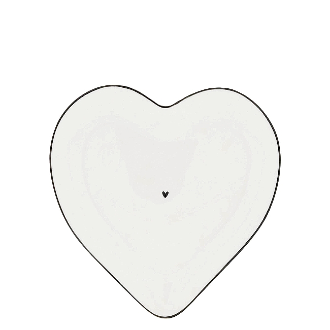 detail Bastion Collections Talířek HEART plate with black heart, 17,5x18,5cm