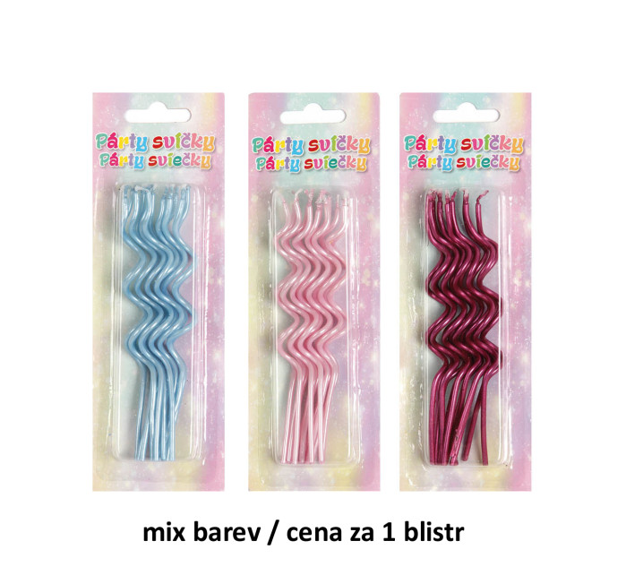 detail Stil PÁRTY SVÍČKY kroucené 12ks, MIX BAREV / cena za 1 blistr