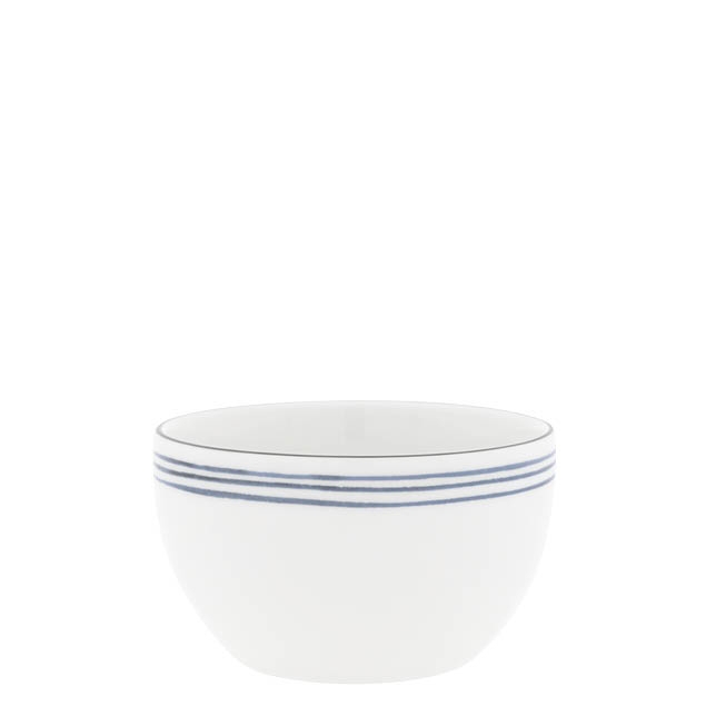 detail Bastion Collections Bowl S White/edge black, modré proužky 12x7cm