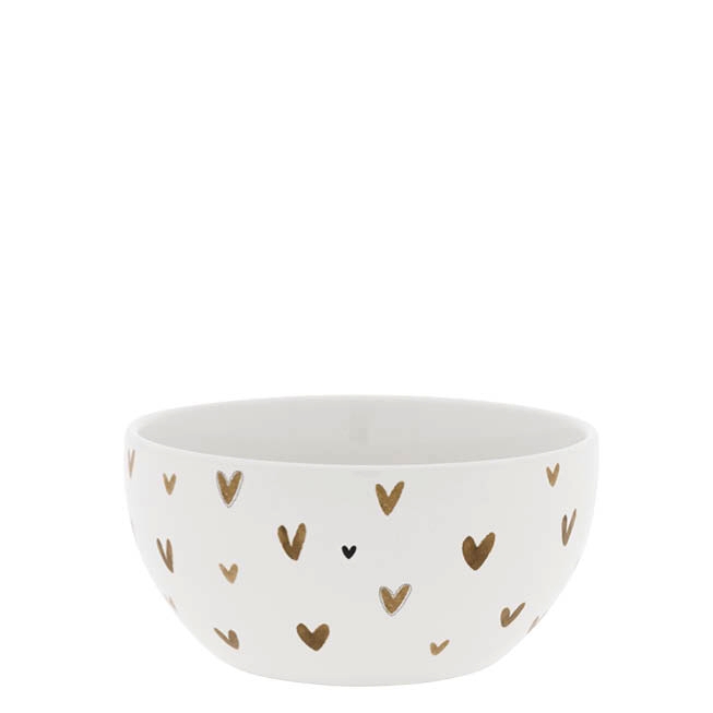 detail Bastion Collections Miska Bowl white/little hearts brown, 14,5x7cm