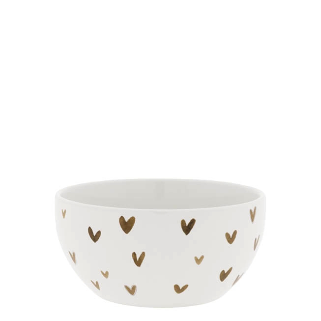 detail Bastion Collections Miska Bowl white/little hearts brown, 14,5x7cm