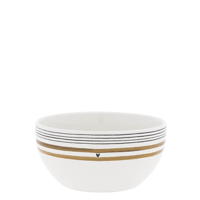 detail Bastion Collections Miska Bowl white/little stripes brown/black, 14,5x7cm