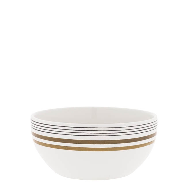 detail Bastion Collections Miska Bowl white/little stripes brown/black, 14,5x7cm