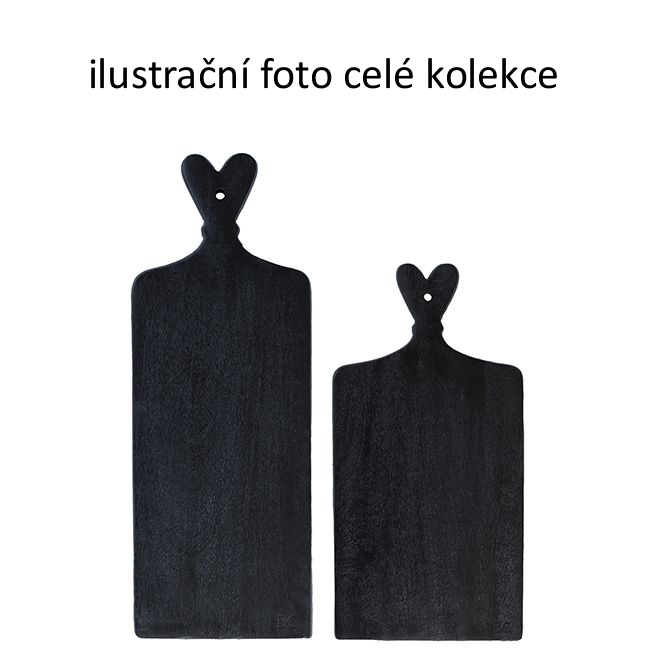 detail Bastion Collections TRAY BLACK HEART velké prkénko, 48,5x17x2,3cm