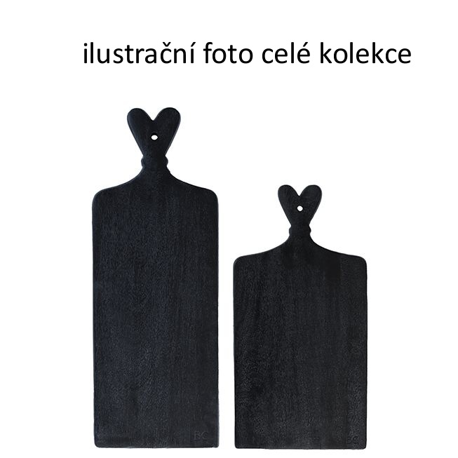 detail Bastion Collections TRAY BLACK HEART široké prkénko, 44,5x22,5x2,3cm