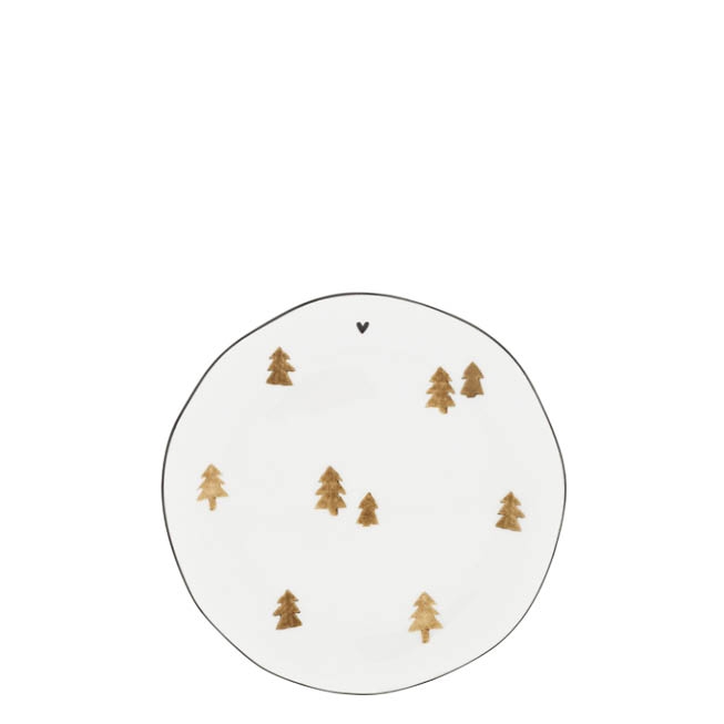 detail Bastion Collections Talířek Cake white/brown Xmas Trees, 16cm
