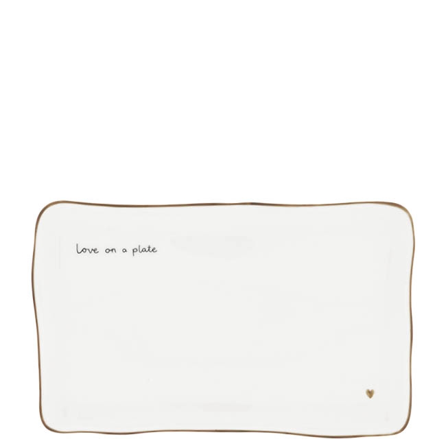 detail Bastion Collections Sushi Plate Love on a plate, brown edge, 22x14cm
