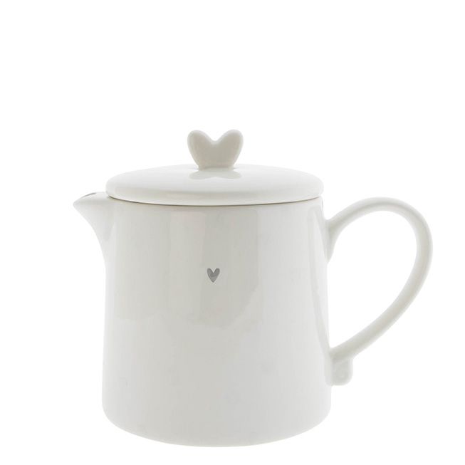detail Bastion Collections Teapot Konvička WHITE with little heart in grey